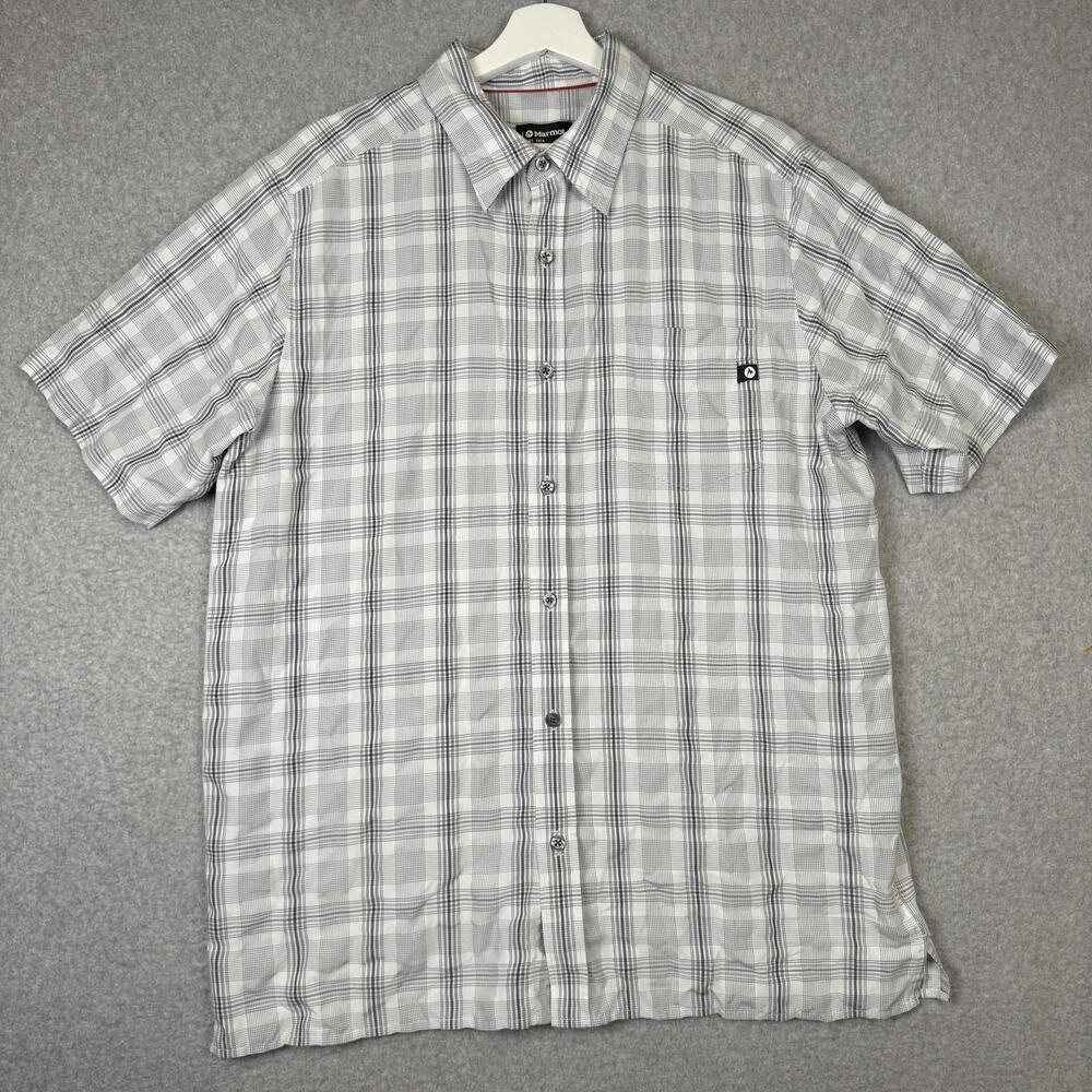 Marmot Men's Size Large Gray Short Sleeve Casual Button Down Shirt